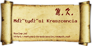 Mátyási Kreszcencia névjegykártya